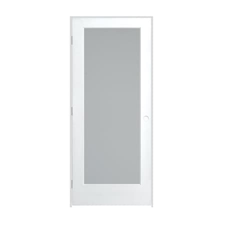 Trimlite 24"x80"x13/8" Primed 1Lite Satin Etch Tempered Glass Interior French 49/16" RH Prehung 2068pri1501SATTRH26D4916